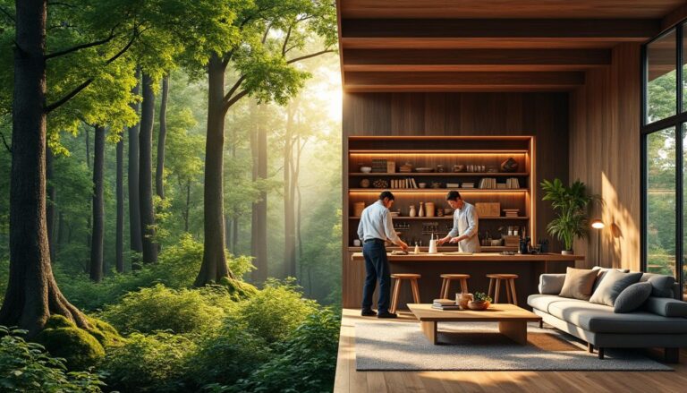 découvrez le parcours du mobilier éthique, de la forêt durable jusqu'à votre salon, en mettant en lumière la traçabilité et les méthodes responsables de fabrication.