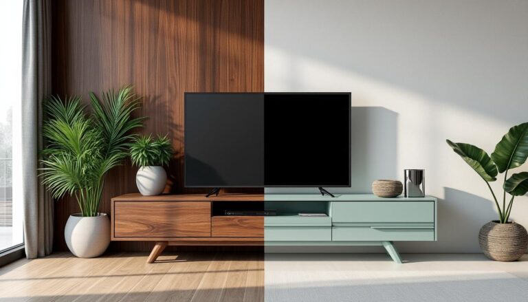 découvrez les principales différences entre un meuble tv en bois et un meuble en verre pour choisir celui qui s'adapte le mieux à votre style et à vos besoins.