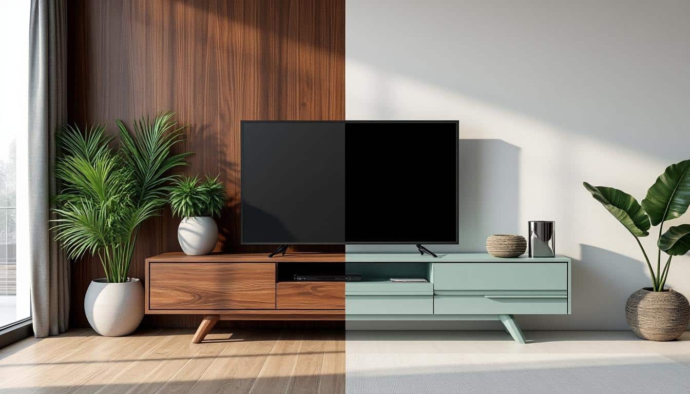découvrez les principales différences entre un meuble tv en bois et un meuble en verre pour choisir celui qui s'adapte le mieux à votre style et à vos besoins.