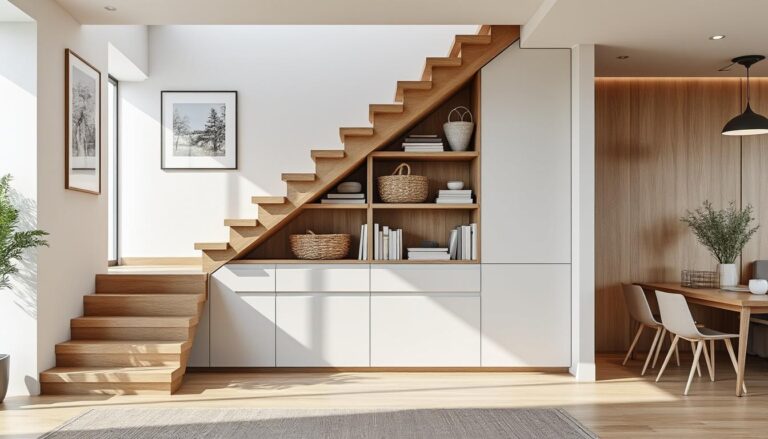 découvrez comment la création de rangements sous l'escalier permet d'optimiser l'espace de manière pratique et esthétique, maximisant ainsi chaque coin de votre intérieur.