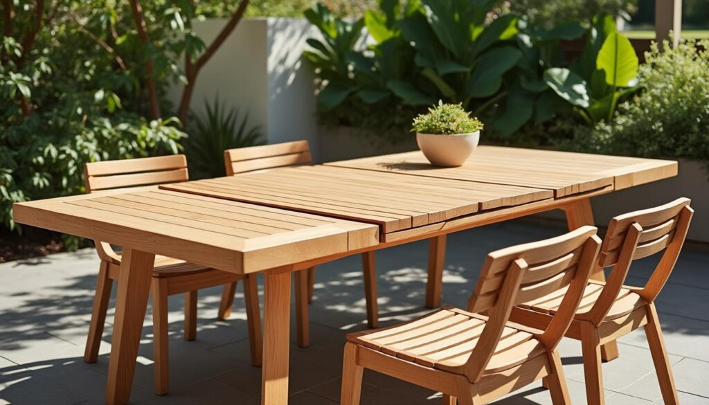 découvrez comment l'installation d'une rallonge papillon peut agrandir votre table de terrasse, offrant plus d'espace pour vos repas en plein air et vos moments conviviaux.