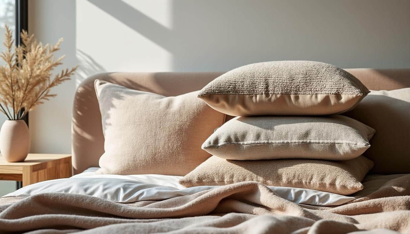 découvrez comment la superposition de coussins texturés apporte chaleur et style à la décoration de votre chambre pour un espace cosy et accueillant.