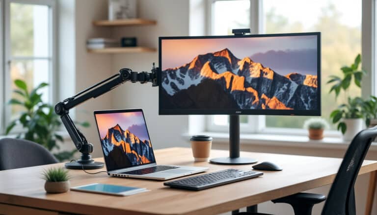découvrez comment un écran secondaire sur bras articulé optimise votre espace de travail à domicile en améliorant confort et productivité.