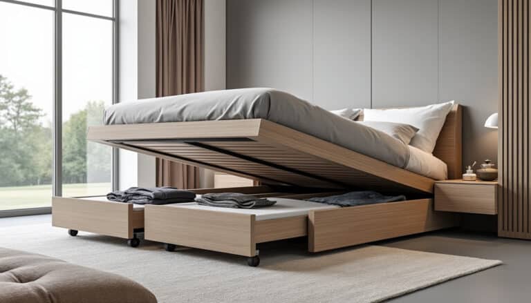 découvrez comment l'intégration de tiroirs sur roulettes permet d'escamoter facilement le lit tout en optimisant le rangement de votre espace.