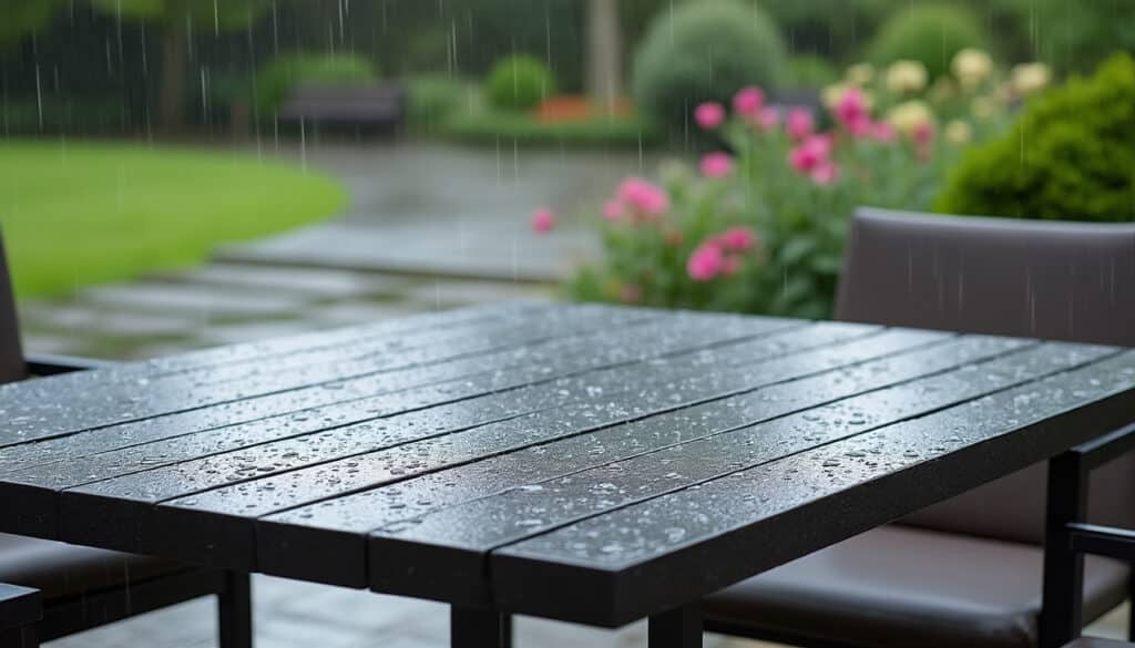 découvrez comment les housses ajustées protègent efficacement votre table de terrasse contre la pluie, assurant durabilité et esthétique.