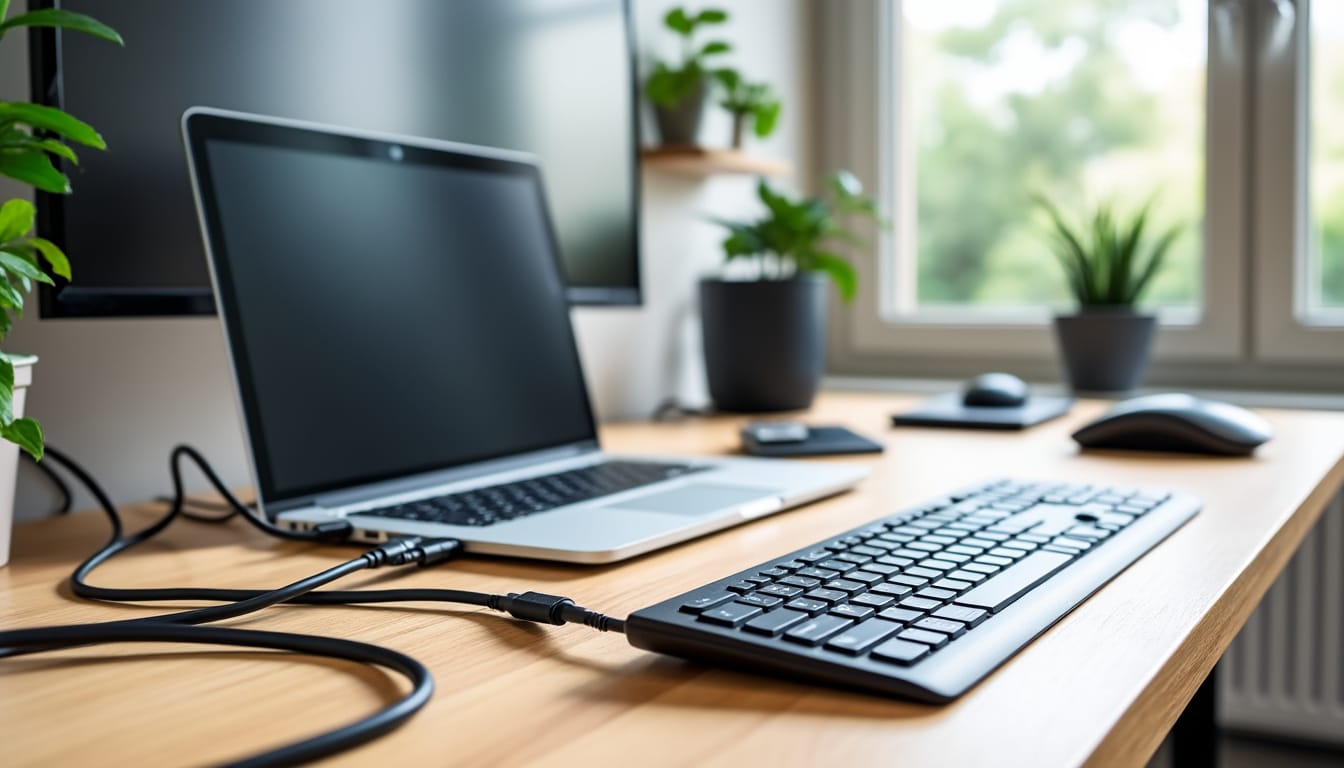 découvrez comment un passe-fils permet d'organiser efficacement les câbles pour un bureau de télétravail propre et bien rangé, améliorant ainsi votre confort et productivité.