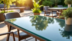 découvrez comment un plateau en verre trempé peut illuminer et sublimer votre table de terrasse, alliant élégance et résistance pour un espace extérieur chaleureux.