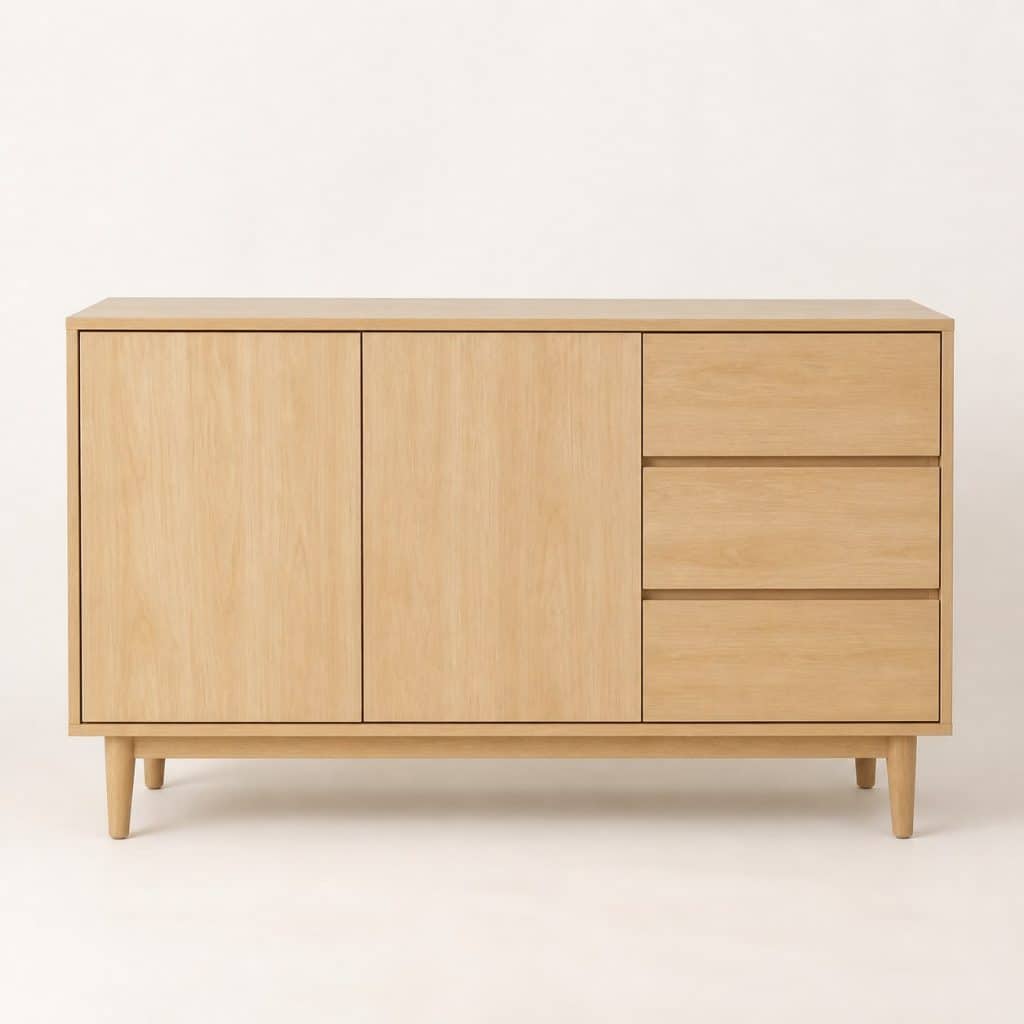 Buffet Haut en Bois Clair Scandinave — vue de face