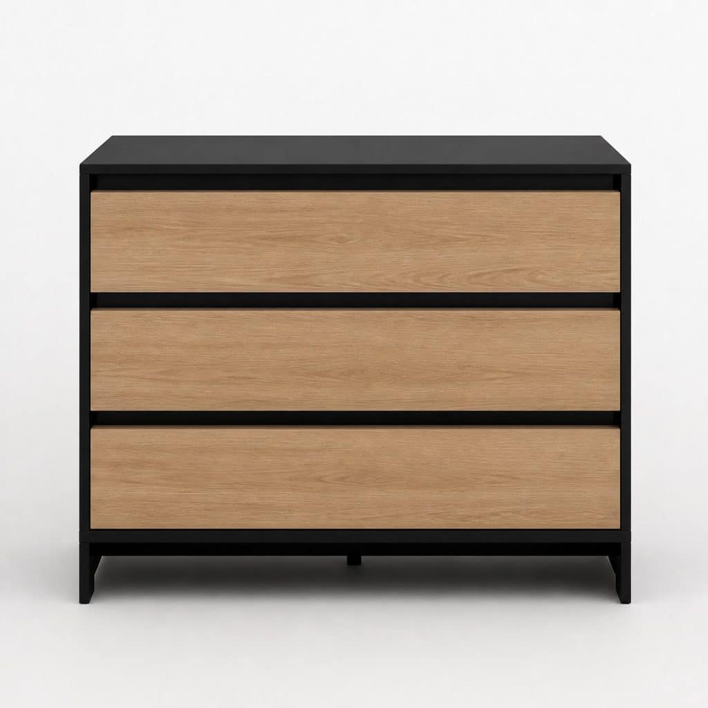 Commode Bicolore Noir et Bois — vue de face