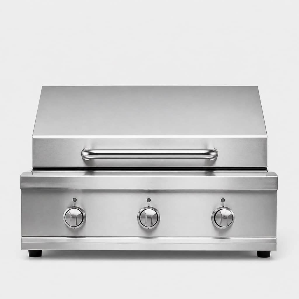 Plancha Inox à Gaz avec Couvercle — vue de face