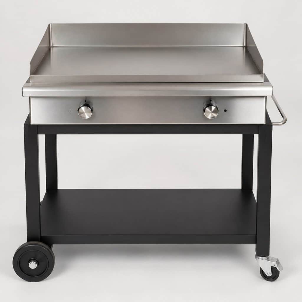 Plancha Inox sur Chariot — vue de face